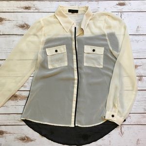 Sheer long sleeve button down